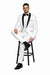 White Shiny Tuxedo Vested Suit - Sateen Sharkskin Fabric Groom Suit