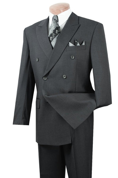 Mens Classic Poplin Double Breasted Suit in Charcoal - Image 10