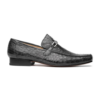 Marco Di Milano Fabro Men's Shoes Gray Exotic Crocodile Shoe Horsebit Loafers - Image 5