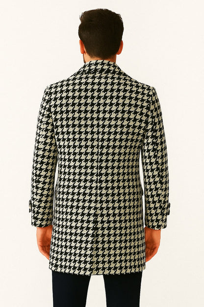 Mens Houndstooth Peacoat for Every Occasion - Image 3