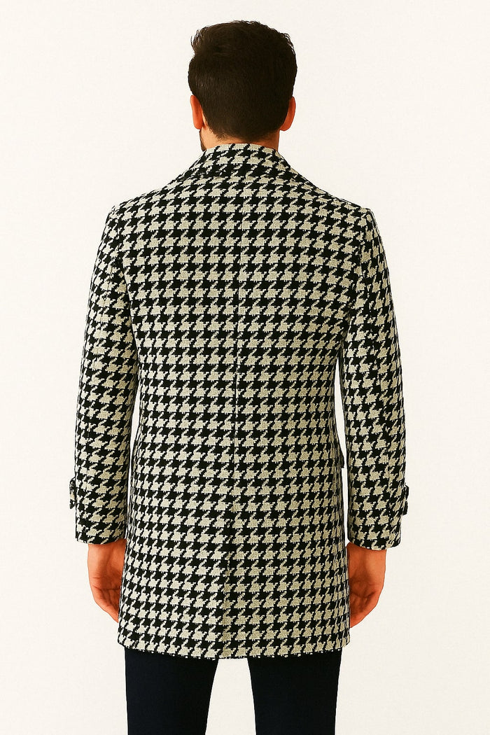 Mens Houndstooth Peacoat for Every Occasion - Image 3