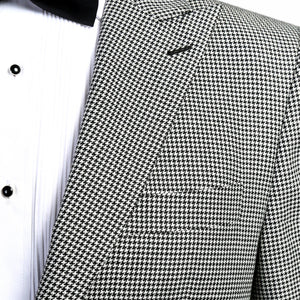 Mens Slim Fit Houndstooth Peak Lapel 2pc Suit