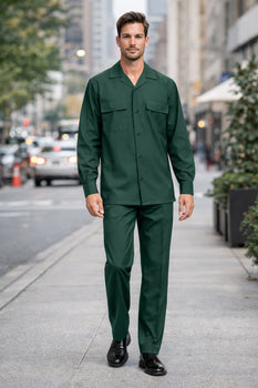 Mens Luxury Hunter Green Wool Two-Piece Leisure Walking Suit - Image 4