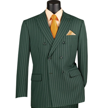Mens Hunter Green Pinstripe Double-Breasted Suits – Bold 6-Buttons Vintage Gangster Style 1920s Look - Image 6