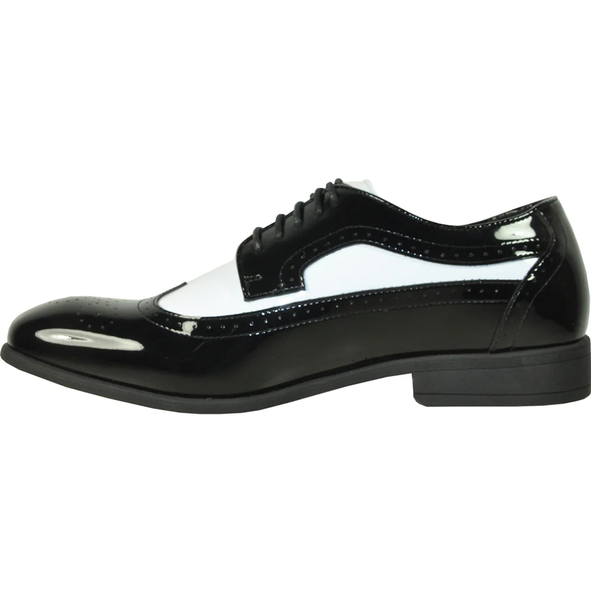Mens 1920's Gangster Wingtip Dress Shoe in Black and White