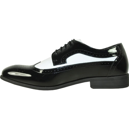 Mens 1920's Gangster Wingtip Dress Shoe in Black and White