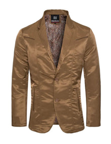 Men's Western Camel Blazer Slim Fit Shiny Finish Sport Coat for Weddings, Parties & Formal Events