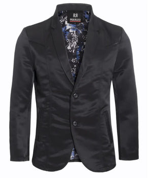 Men's Western Black Blazer Slim Fit Shiny Finish Sport Coat for Weddings, Prom & Formal Events