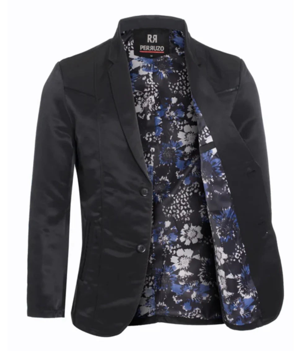 Men's Western Black Blazer Slim Fit Shiny Finish Sport Coat for Weddings, Prom & Formal Events