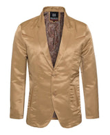 Men's Western Khaki Blazer Slim Fit Shiny Finish Beige Sport Coat for Weddings & Formal Events