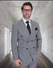 Men’s Black & White Houndstooth Double Breasted Wool Suit – 2 Piece Modern Fit Peak Lapel Suit