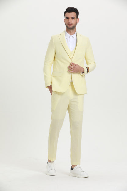 Men's Red Pinstripe Seersucker Vested Suit by Alberto Nardoni - Image 12