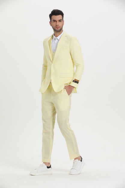 Men's Red Pinstripe Seersucker Vested Suit by Alberto Nardoni - Image 11