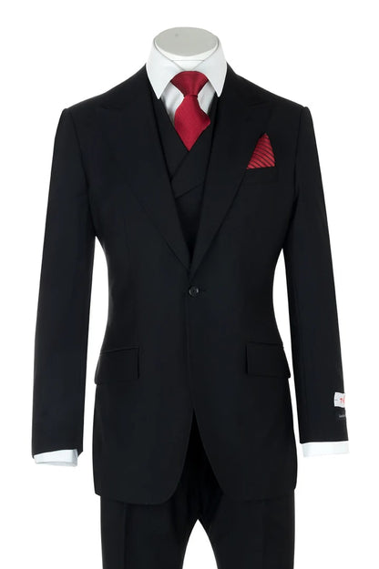 Tiglio Rosso Men’s Choclate Brown 3 Piece Suit –Double Breasted Vest with Classic Fit 100% Wool Super 150's Fabric - Pleated Pants
