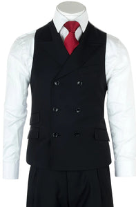 Tiglio Rosso Men’s Choclate Brown 3 Piece Suit –Double Breasted Vest with Classic Fit 100% Wool Super 150's Fabric - Pleated Pants