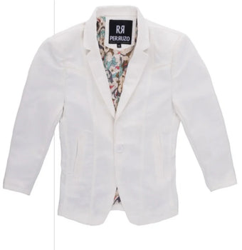 Boy's White Western Blazer Slim Fit Sport Coat for Weddings, Communion & Special Occasions