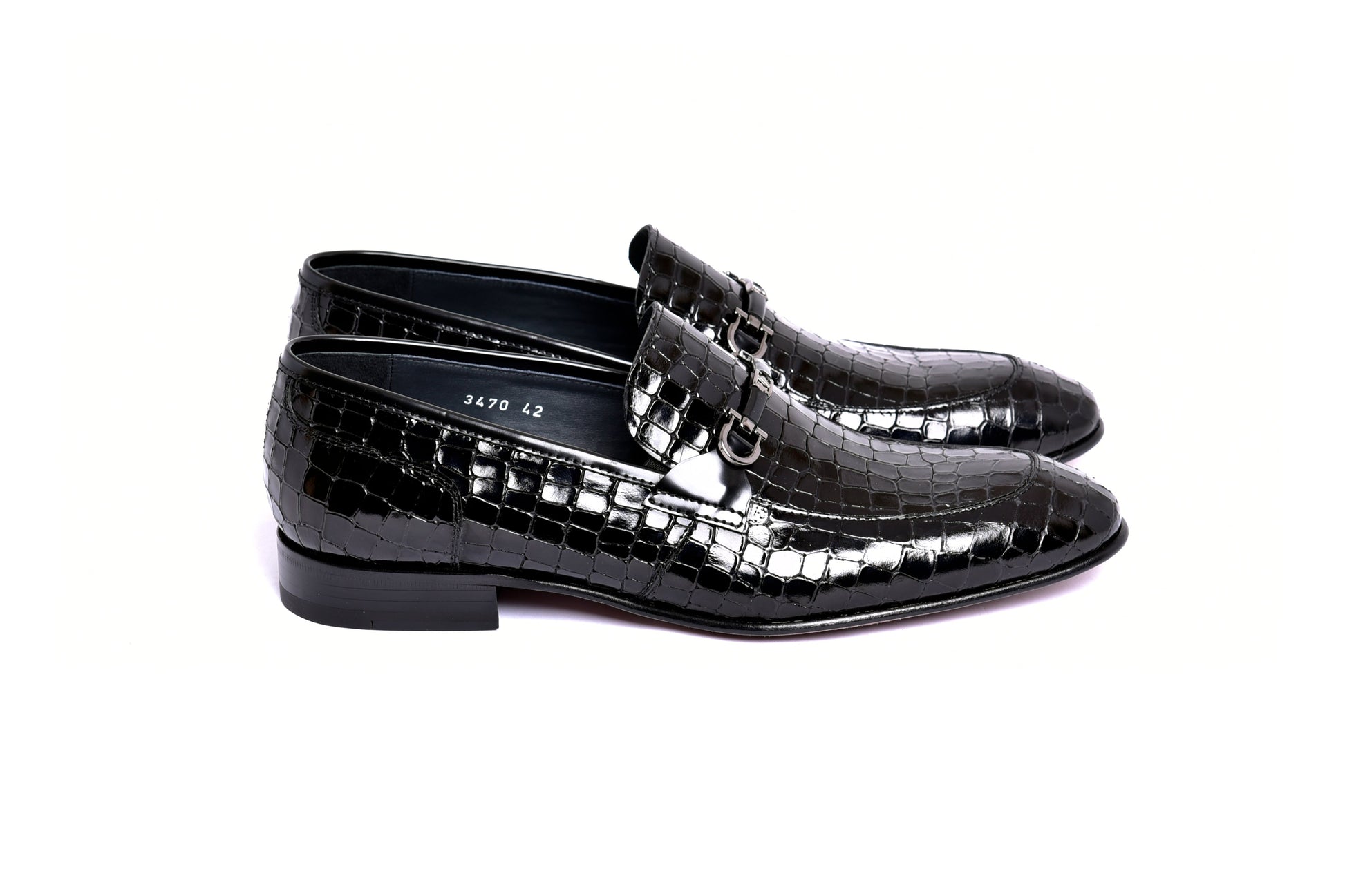 C01707-3470BC Croco Leather with Buckle-Black - Image 2