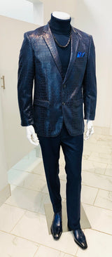 Alligator Print Sport Coat (Navy)