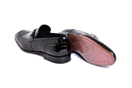 C01707-3470BC Croco Leather with Buckle-Black - Image 3