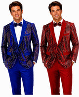 Men's blue and red sequin blazers