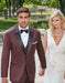 Men's Burgundy Designer Wedding Tuxedo - Ike Behar Marbella