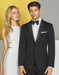 Mens Designer Slim Fit Two Button Wedding Tuxedo in Black