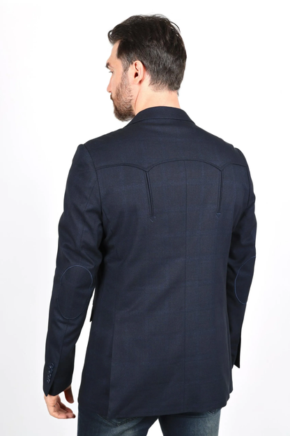 Mens Navy Platini Western Blazer – Stylish Frontier Sport Coat