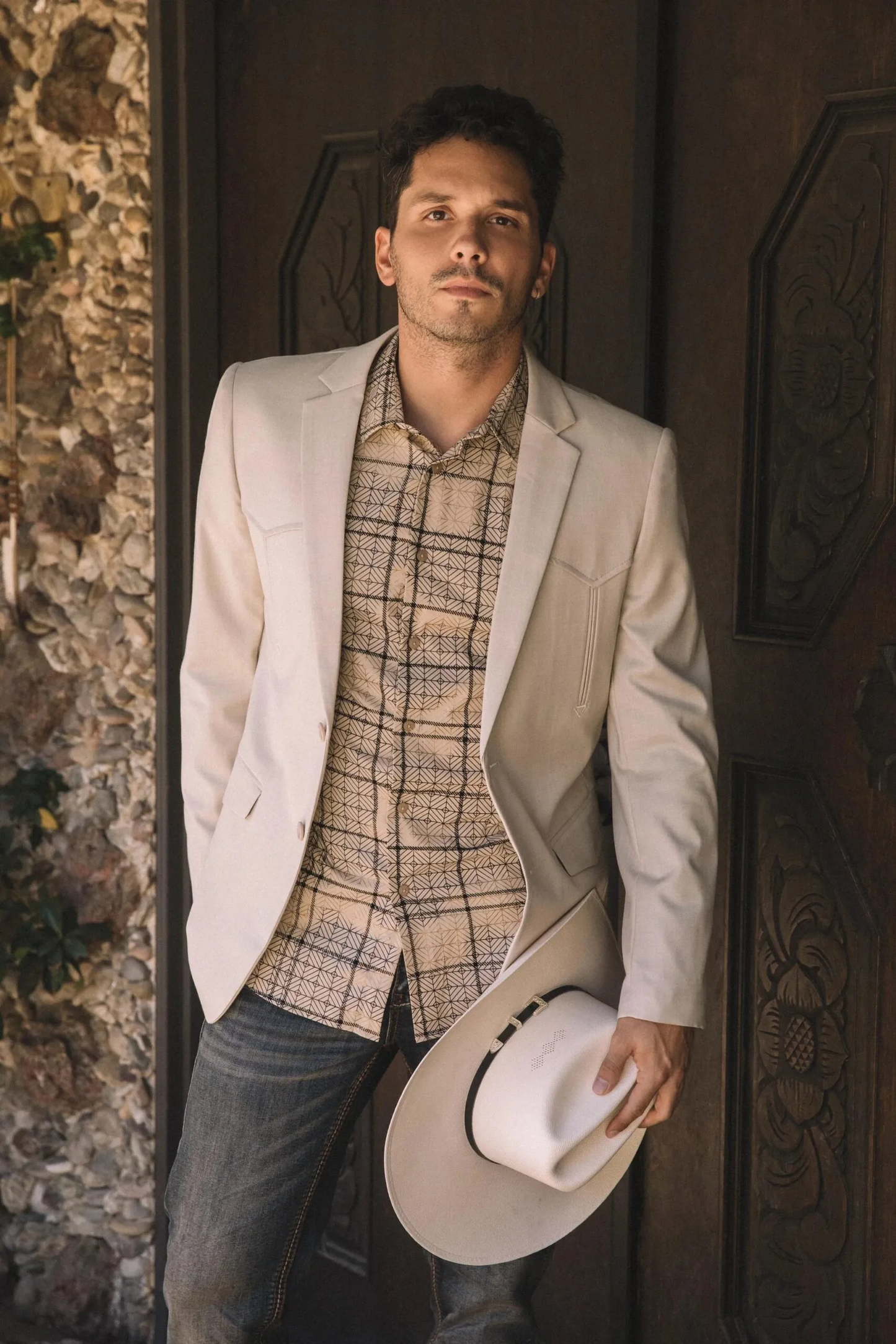Platini Beige Western Sport Coat for Men – Light Tone Frontier Jacket