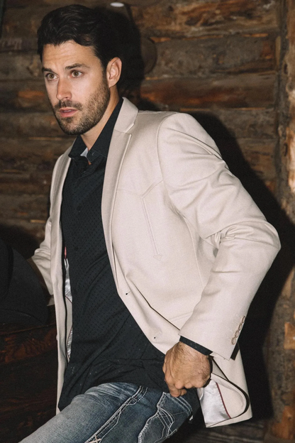 Platini Beige Western Sport Coat for Men – Light Tone Frontier Jacket
