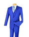Men'S Indigo ~ Bright Blue Poly/Rayon 3 Piece Slim Fit Suit With Flat Front Pants