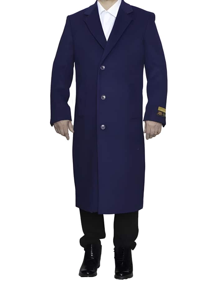Fur Collar Dark Charcoal Grey 3 Button Wool Ankle length Overcoat ~ Long men's Dress Topcoat - Winter coat main image 0