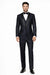 Indigo Shiny Tuxedo Vested Suit - Sateen Sharkskin Fabric Groom Suit