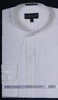 Banded Collarless Ivory Men's Dress Shirt