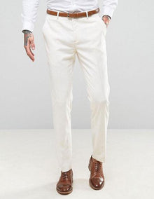 Men's ivory ~ cream Flat Front Pants Slacks  - Cheap Priced Dress Slacks For Men On Sale