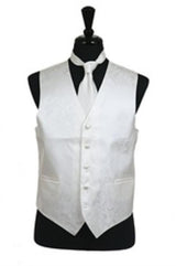 Tuxedo Vest - Wedding Vest Ivory paisley tone on tone Dress Tuxedo Wedding - Men's Neck Ties - Mens Dress Tie - Trendy Mens Ties