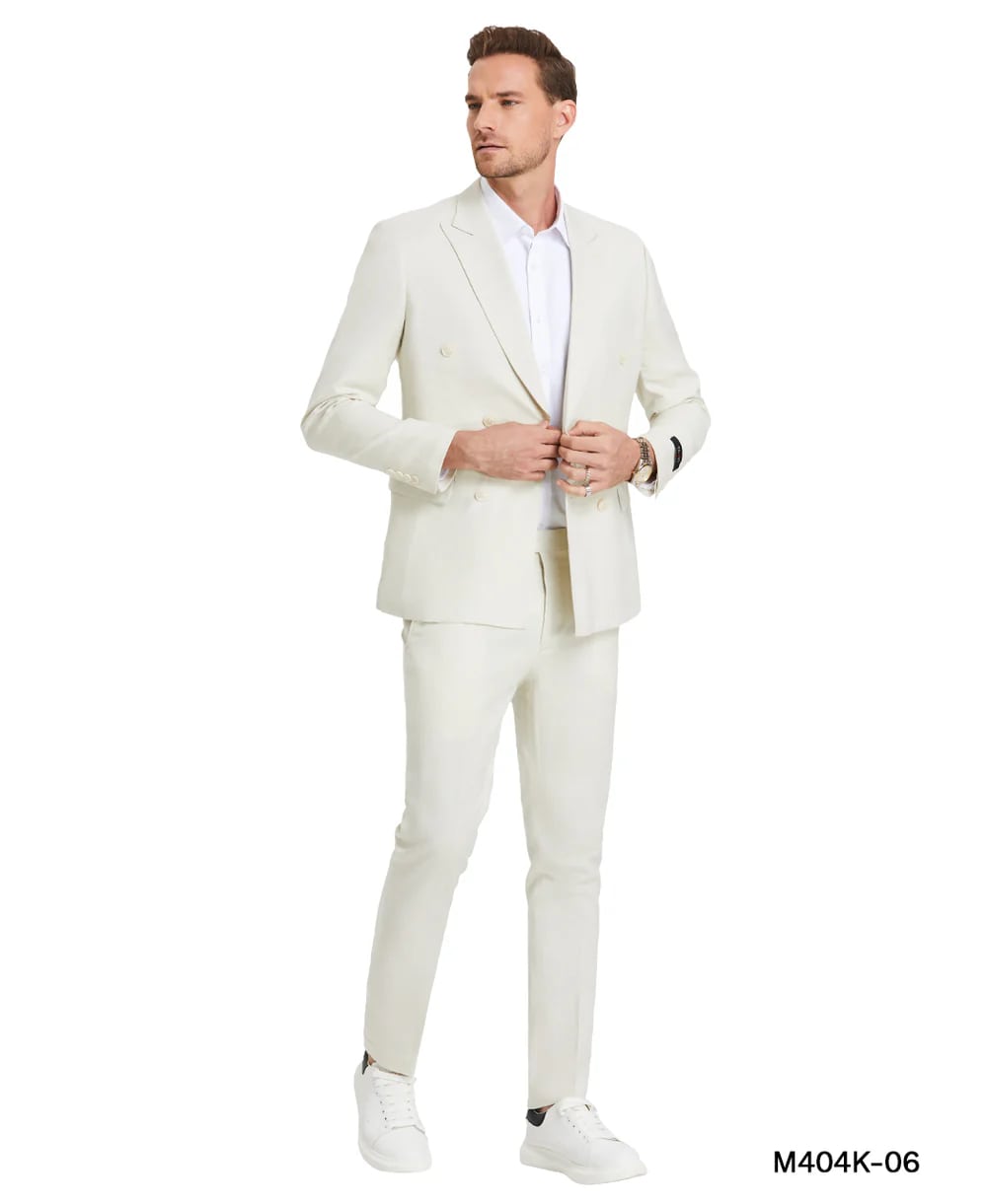 Ivory Double Breasted Linen Suit - Cream Color Summer Suit - Image 9