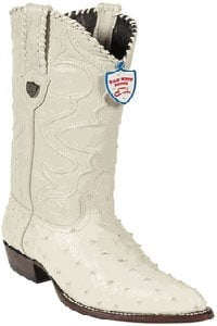 Wild West Cream ~ Ivory ~ Off White Full Quill Ostrich Cowboy Boot - Botas De Avestruz
