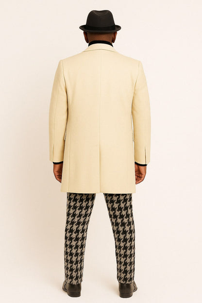 Ivory Overcoat Carmel Zhao Mens 3/4 Length Top Coat - Single Breasted Carcoat - Image 2