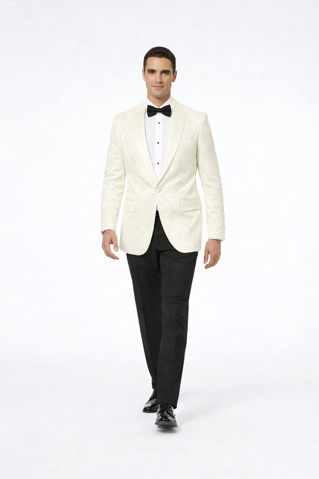 Ivory Paisley Shawl Lapel Tuxedo Jacket – Elegant Men’s Wedding & Prom Wear - Image 3