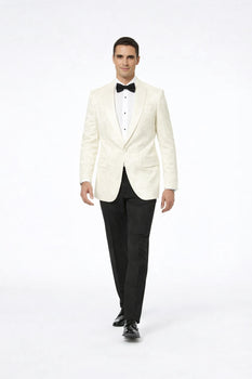 Ivory Paisley Shawl Lapel Tuxedo Jacket – Elegant Men’s Wedding & Prom Wear - Image 3