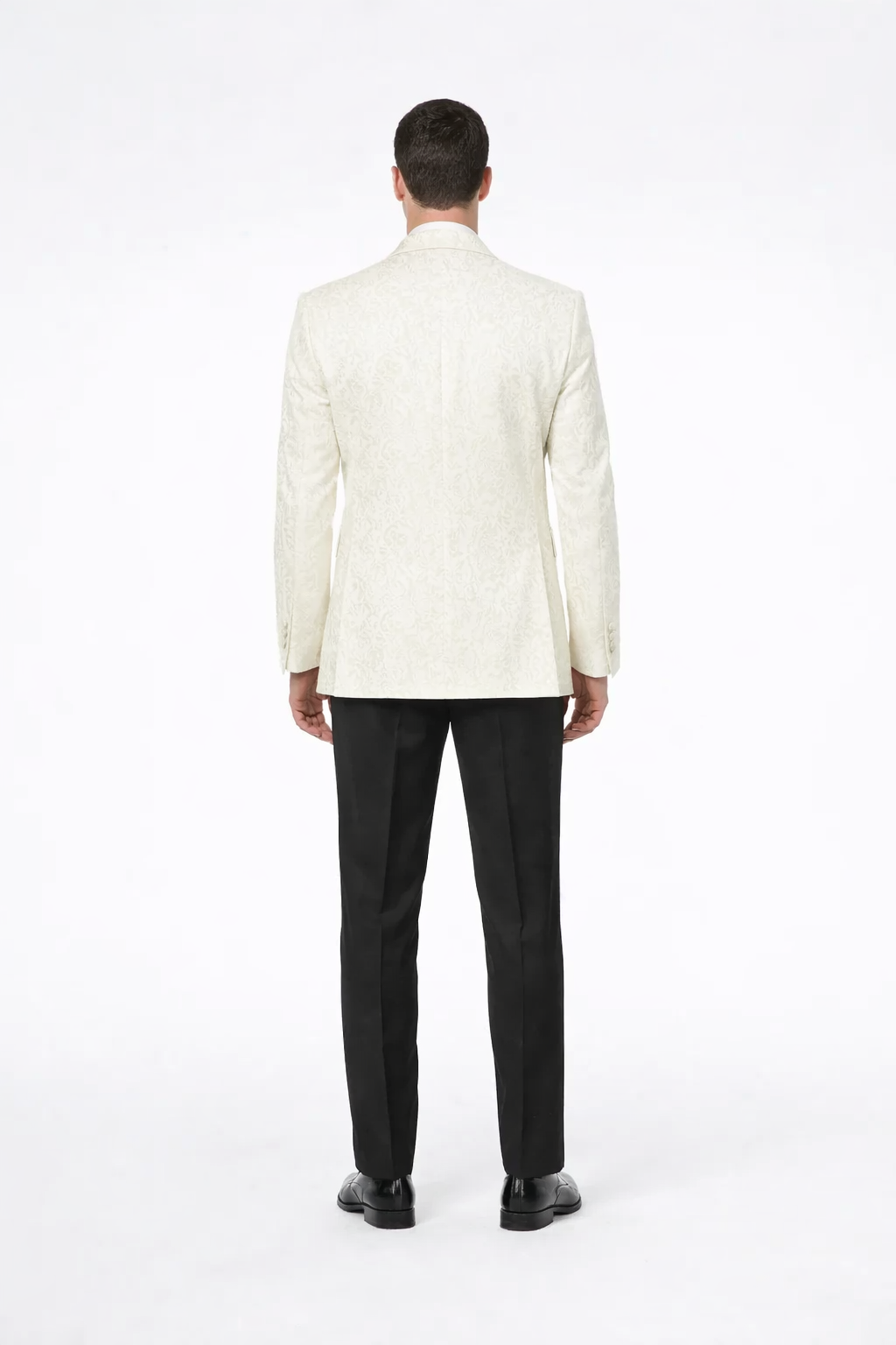 Ivory Paisley Shawl Lapel Tuxedo Jacket – Elegant Men’s Wedding & Prom Wear - Image 4