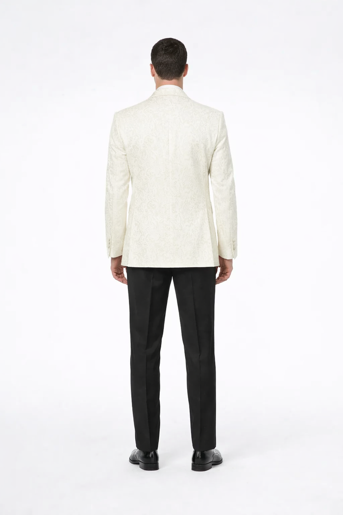 Ivory Paisley Shawl Lapel Tuxedo Jacket – Elegant Men’s Wedding & Prom Wear - Image 4