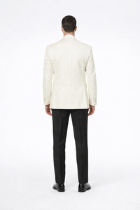 Ivory Paisley Shawl Lapel Tuxedo Jacket – Elegant Men’s Wedding & Prom Wear