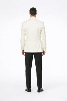 Ivory Paisley Shawl Lapel Tuxedo Jacket – Elegant Men’s Wedding & Prom Wear - Image 4