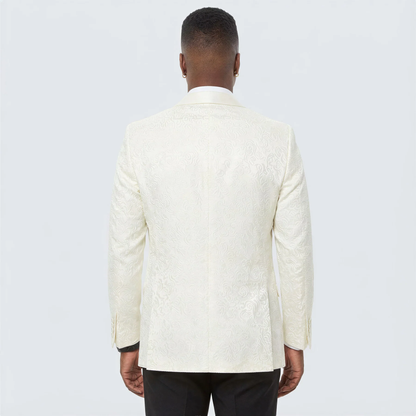 Ivory Paisley Shawl Lapel Tuxedo Jacket – Elegant Men’s Wedding & Prom Wear - Image 9
