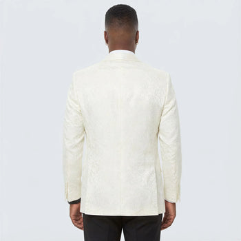 Ivory Paisley Shawl Lapel Tuxedo Jacket – Elegant Men’s Wedding & Prom Wear - Image 9