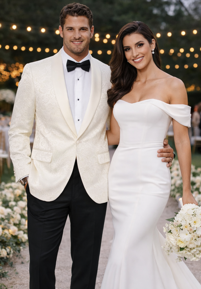Ivory Paisley Shawl Lapel Tuxedo Jacket – Elegant Men’s Wedding & Prom Wear - Image 7
