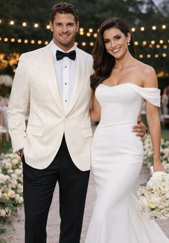 Ivory Paisley Shawl Lapel Tuxedo Jacket – Elegant Men’s Wedding & Prom Wear - Image 7