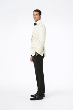 Ivory Paisley Shawl Lapel Tuxedo Jacket – Elegant Men’s Wedding & Prom Wear - Image 5