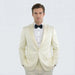 Men’s Ivory Slim Fit Tuxedo | Peak Framed Lapel Wedding Suit